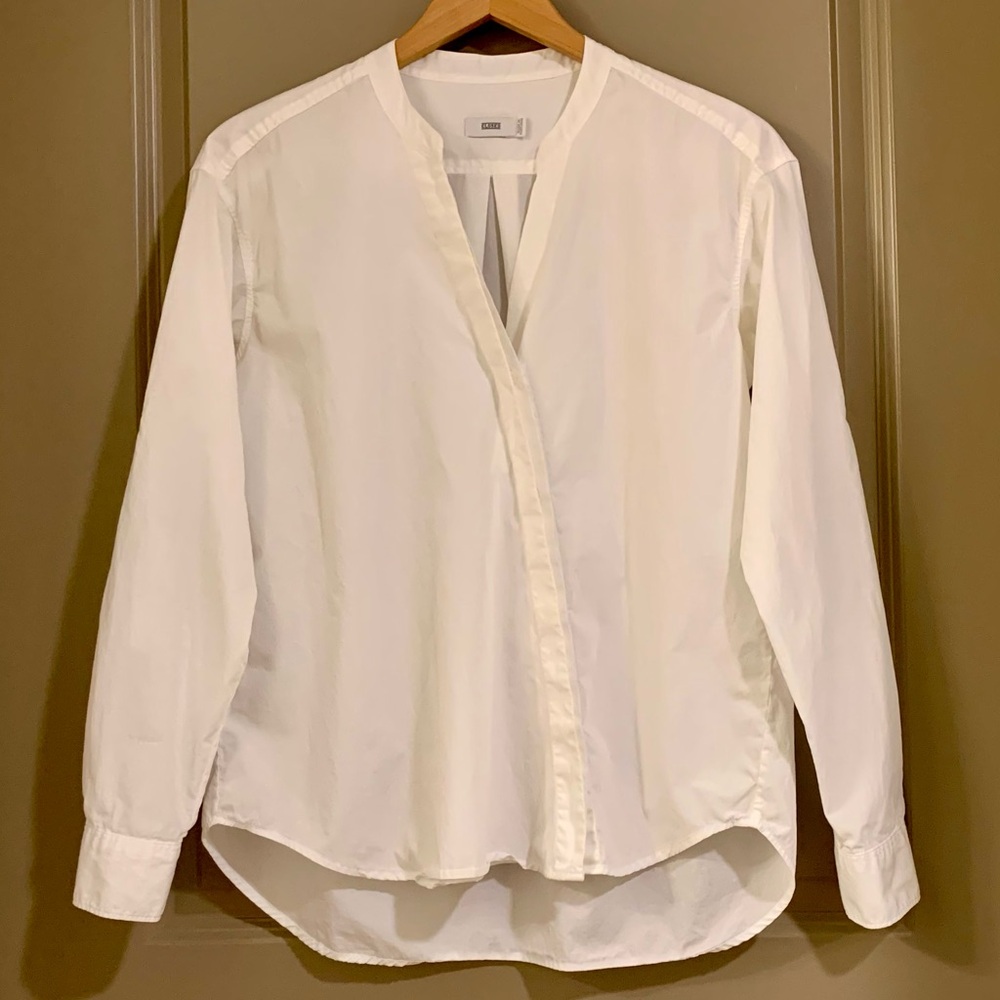 Closed Poplin Cotton Long Sleeve Asymmetric Button Down Shirt White Size XS